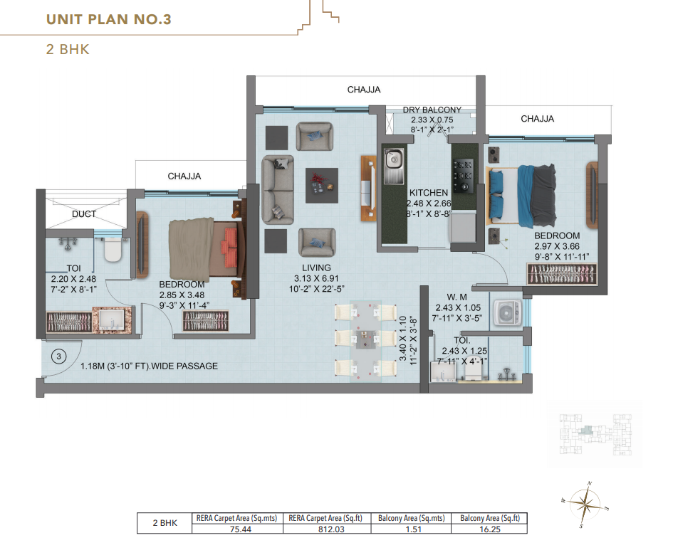 Raheja Ascencio Powai Chandivali 2BHK Plan