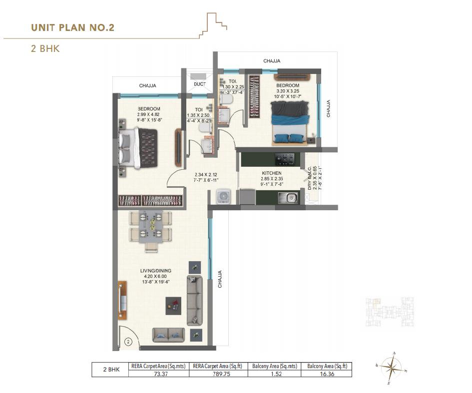 Raheja Ascencio Powai Chandivali 2BHK Plan